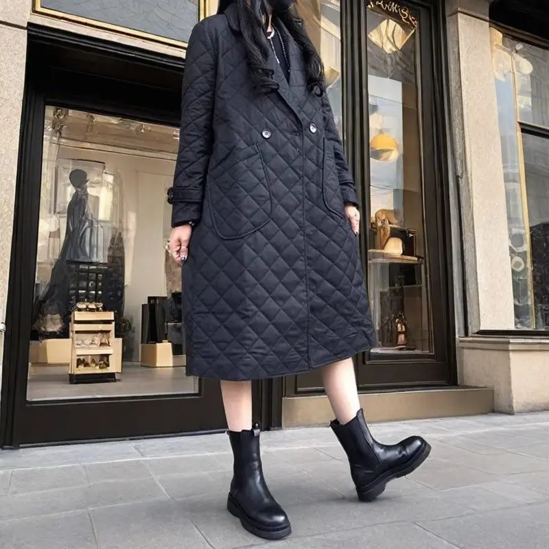 New Padded Quilted Diamond-pattern Cotton Coat New Padded Quilted Diamond-pattern Cotton Coat