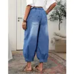 High-waiste Retro-style Denim Capri Pants