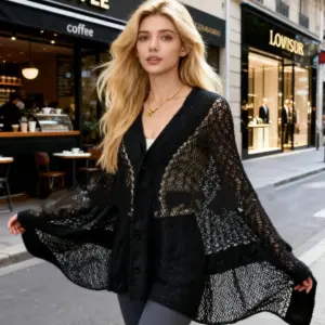 European And American Fashion Bloggers Hollow-out Cardigan Shawl Jacket