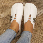 Comfortable Square Toe Slip-On Sandals, Flat Rubber Sole