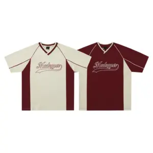 Short-sleeved Men's Summer Color Contrast Patchwork Loose T-shirt Couple Letters Top