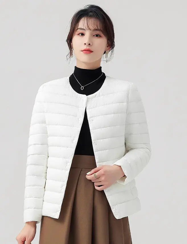 Lightweight Women’s Short Crewneck Cotton Liner Jacket