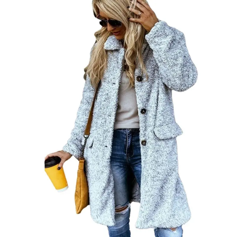 Women's Sheepskin-Like Woolen Coat