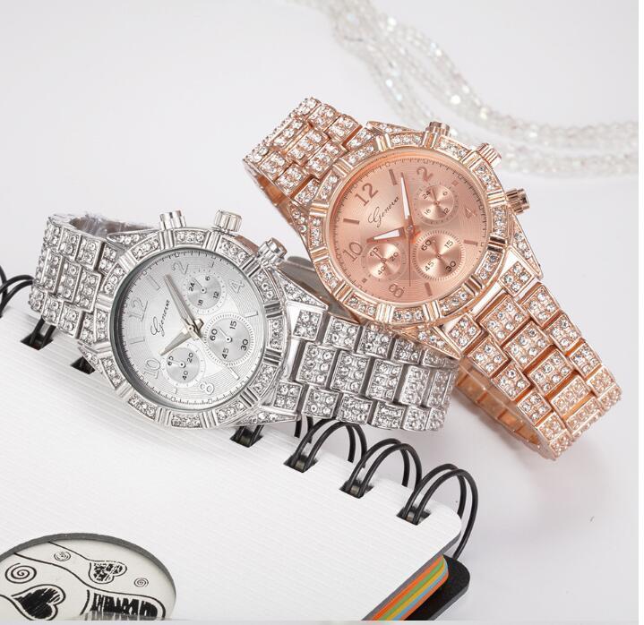 Sparkling Crystal Geneva Quartz Women’s Watch, Stainless Steel
