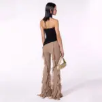 Elastic Waist Slim-Fit Micro Flared Pants for Women - Poly