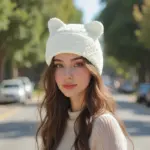 Warm Pointed Knit Beanie for Women - Free Size, Windproof