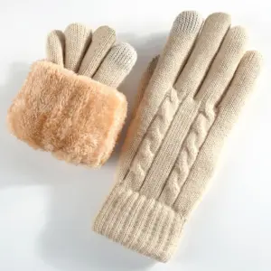 Cold-Proof Double-Layer Fleece Lined Knit Gloves (Touchscreen)