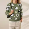 Hot-selling Crew-neck Color-block Loose-fitting Fashionable Pullover Knit Sweater