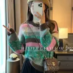 Colorful Loose-fit Striped Knit Sweater