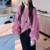 Loose-fitting Colorful Lantern-sleeve Knit Sweater