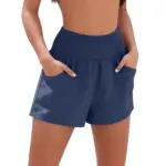 Adjustable Fit Cotton-Linen Drawstring Pocket Beach Shorts