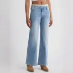 Stretch Lace-Trim Wide-Leg Denim Jeans for Women