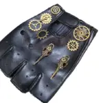 Gothic Rose Bow Statement Gloves for Women, Black Leather