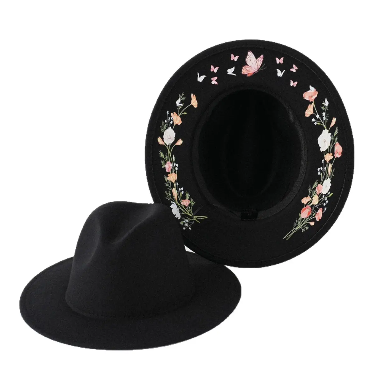 Structured Flat Dome Felt Hat, Australian Pure Wool, Black