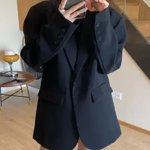 Loose Leisure Slimming Black Blazer For Women