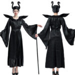 Fitted Black Witch Jumpsuit Costume for Women w/ Headwear