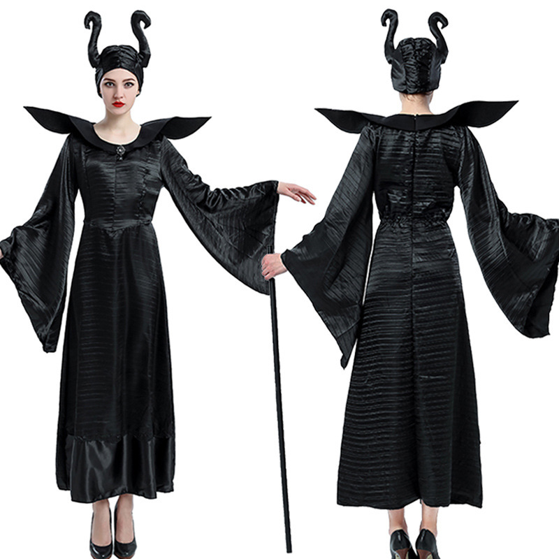 Fitted Black Witch Jumpsuit Costume for Women w/ Headwear