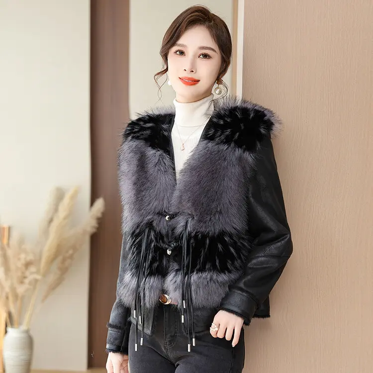 Plus Size Women’s Winter PU Leather Coat with Casual Fit
