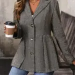 8aa28d72-91cf-4ffd-bc73-7bf4cbf40e8f.webp Tailored Slim Fit Women’s Coarse Flower Blazer - Gray