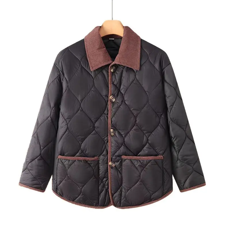 Warm Women’s Mid-Length Polyester Coat with Thick Fabric