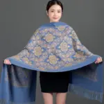 Crown Embroidered Korean Style Scarf, 200 cm Long for Warm Layering