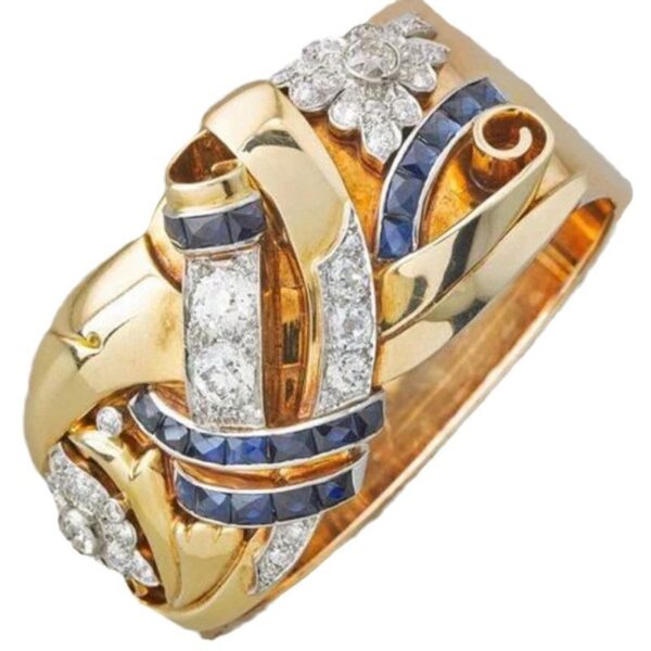Retro Hollow Ring European And American Exaggerated Flower-shaped Zircon Retro Hollow Ring European And American Exaggerated Flower-shaped Zircon