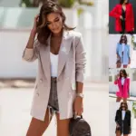 Tailored Double-Breasted Blazer for Autumn-Winter, Long Sleeve