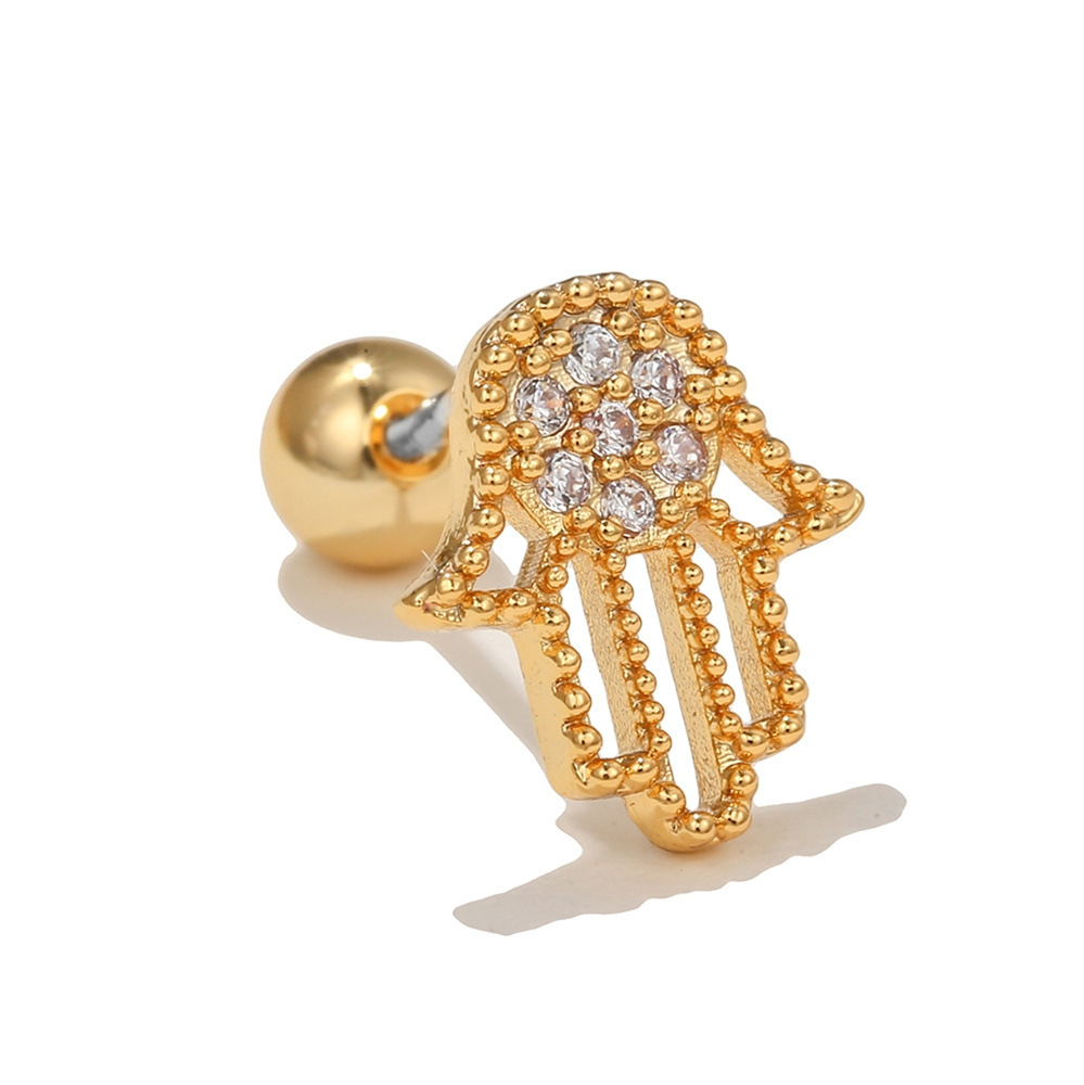 Threaded Piercing Screw Ball Leaf Earrings Threaded Piercing Screw Ball Leaf Earrings