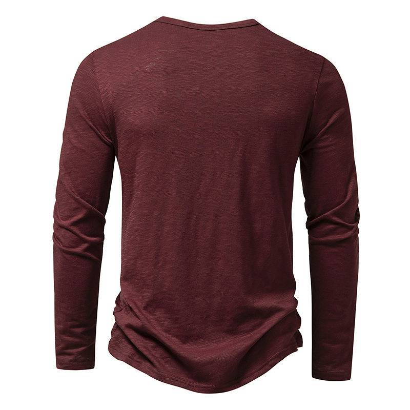 Flexible Men’s Long Sleeve T-Shirt Pullover Solid Color - Spandex