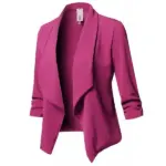 Slim Fit Long Sleeve Crinkled Solid Color Versatile Small Blazer