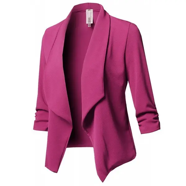 Slim Fit Long Sleeve Crinkled Solid Color Versatile Small Blazer