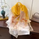 Embroidered Mulberry Silk Jacquard Long Wrap Scarf