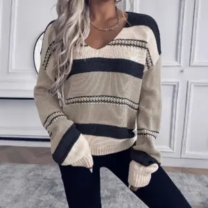 Loose-Fit Pullover Knitted Sweater For Women
