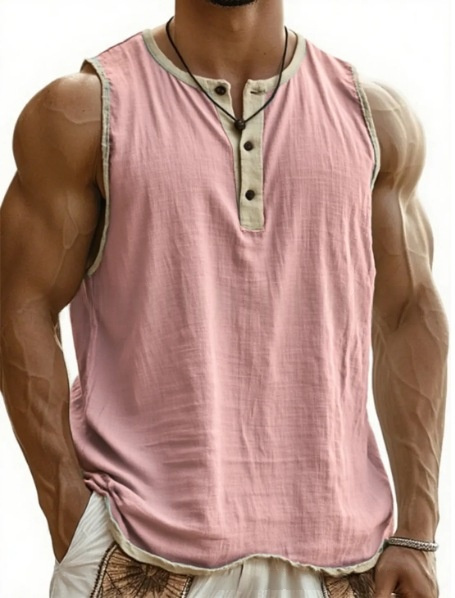 Breathable Pure Cotton Men’s Sleeveless Tank with Sweat Care