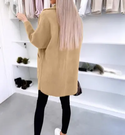 Stay Warm Lapel Button Pocket Women’s Plush Coat