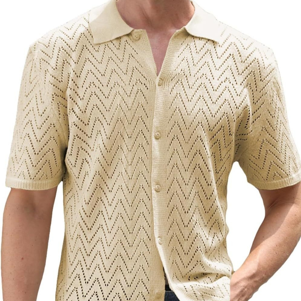 Summer New Men's Hollowed Leisure Shirt Summer New Men's Hollowed Leisure Shirt