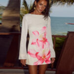 Fashion Slim Flower Long Sleeve Dress Women