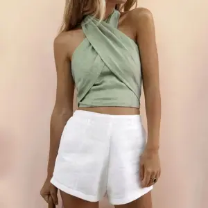 Womens Simple Stylish Versatile Halterneck Sleeveless Tank Top