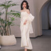 High-Waist Milky White Tube Top Long Wedding Dress High-Waist Milky White Tube Top Long Wedding Dress