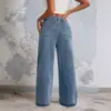 Adjustable Drawstring Waist Retro Blue High-Waist Jeans Adjustable Drawstring Waist Retro Blue High-Waist Jeans