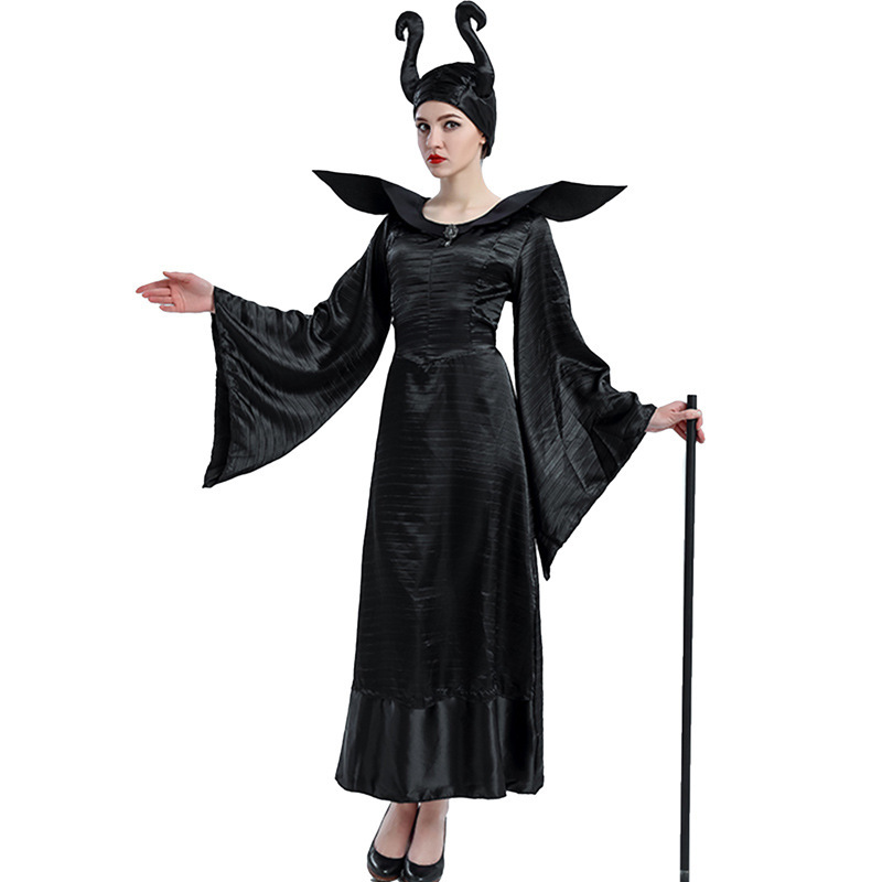 Fitted Black Witch Jumpsuit Costume for Women w/ Headwear
