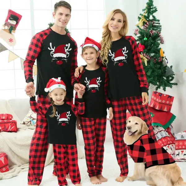 Plaid Stitching Printing Christmas Homewear Parent-child Suit M3