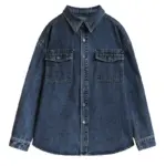 Korean-Style Denim Layered Shirt Top in Dark Blue