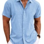 90520553-6bf7-434d-b80b-bd975feca80b.jpg Breathable Men’s Linen-Look T-Shirt with Standing Collar