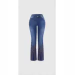 Retro Embroidered Flared Denim Jeans for Women, Stretch