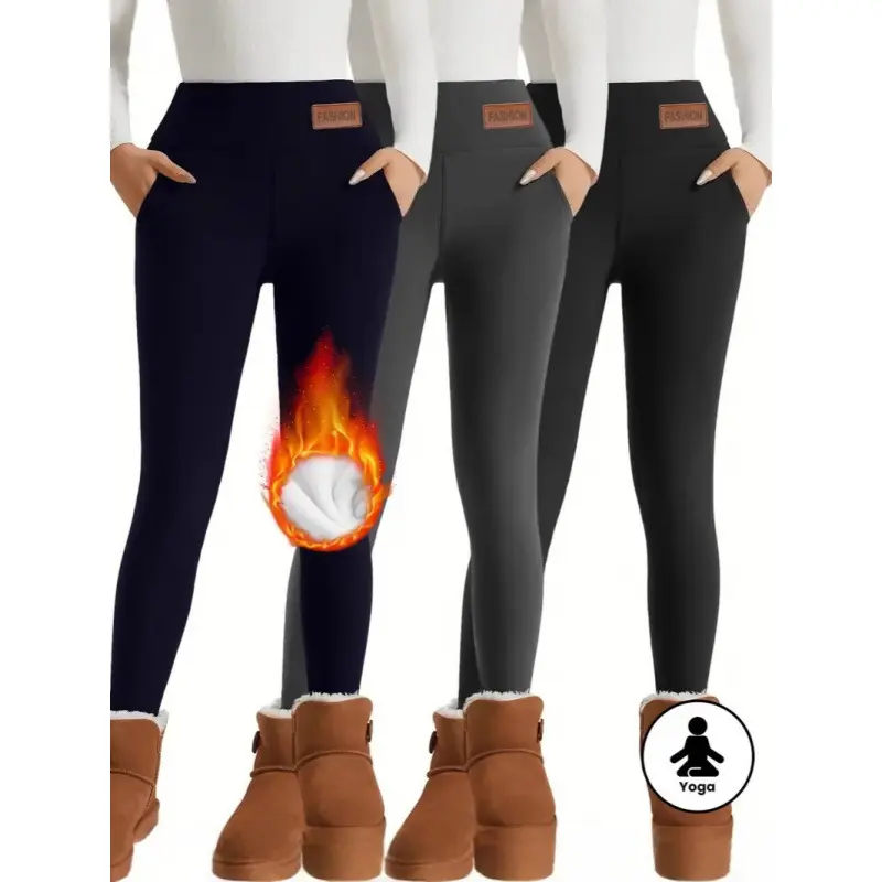 Women's High Waist Warm Fleece Lined Leggings