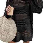 Loose Acrylic Pullover Beach Cover-Up with Bell Sleeves