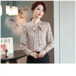90fa4a40-8891-461b-b212-f8431e42a8f9.webp Women’s Dot Polyester Shirt for Formal Work Wear in Pink