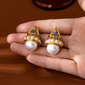 Zircon Crown-Shape Pearl Earrings For Women