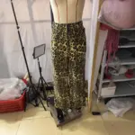 High-Waist Wide-Leg Leopard Jeans with Rhinestone Details